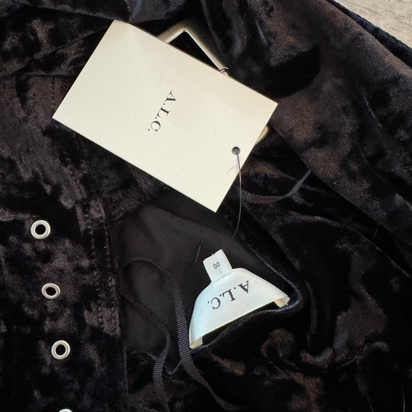 A.L.C. Brielle Stretch Velvet Open Back Long Sleeve Dress 00 - Picture 8 of 10